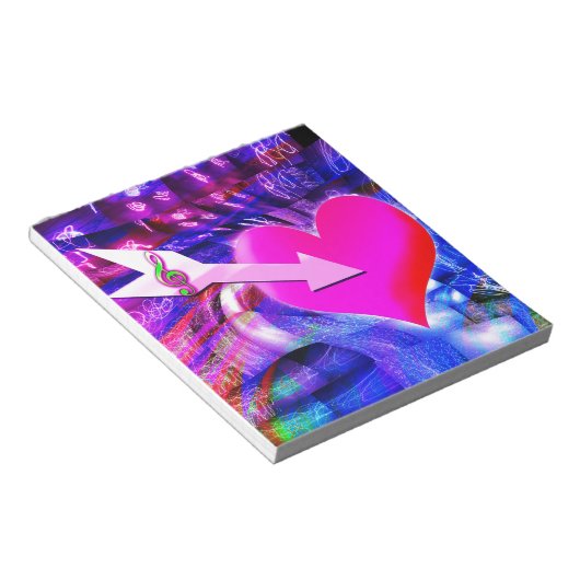 Wanneer Music pijl gericht op het hart Notitieblok (Schuin)