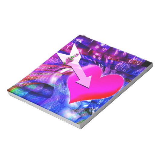 Wanneer Music pijl gericht op het hart Notitieblok (Linkerzijde)