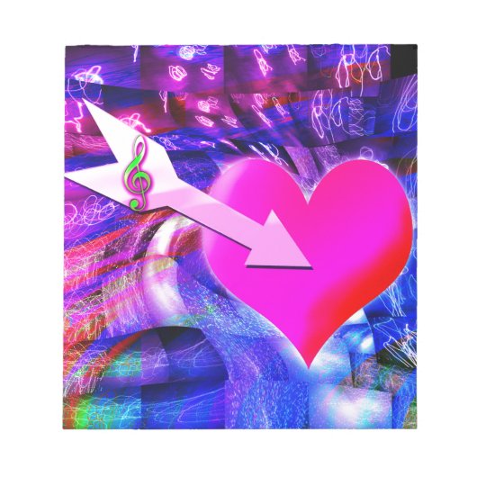 Wanneer Music pijl gericht op het hart Notitieblok (Voorkant)