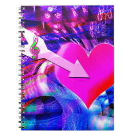 Wanneer Music pijl gericht op het hart Notitieboek