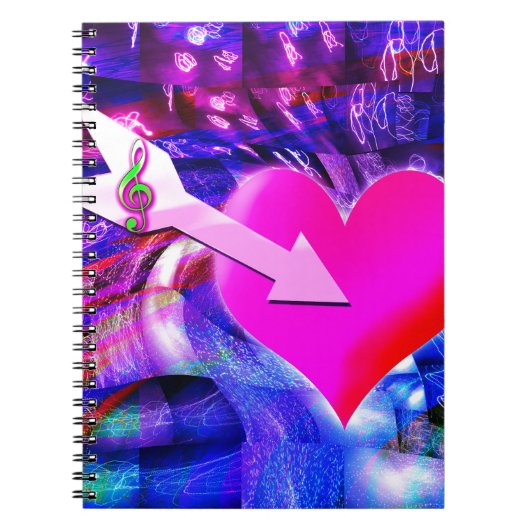 Wanneer Music pijl gericht op het hart Notitieboek (Voorkant)