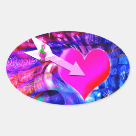 Wanneer Music pijl gericht op het hart Ovale Sticker