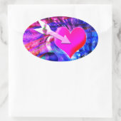 Wanneer Music pijl gericht op het hart Ovale Sticker (Tas)