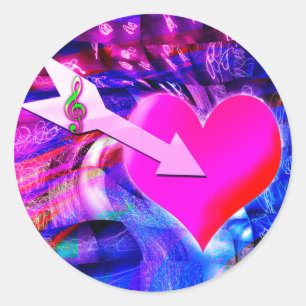 Wanneer Music pijl gericht op het hart Ronde Sticker