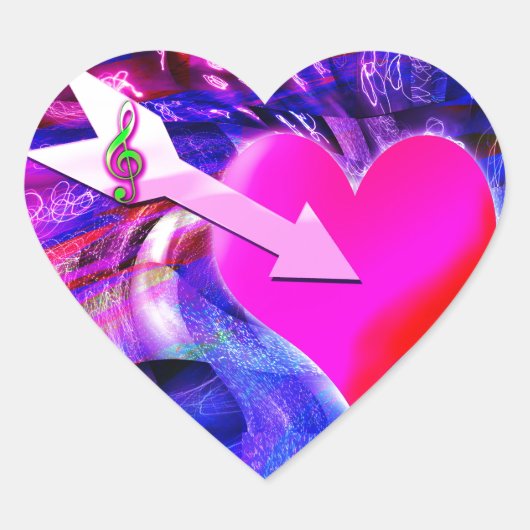 Wanneer Music pijl gericht op het hart Sticker (Voorkant)