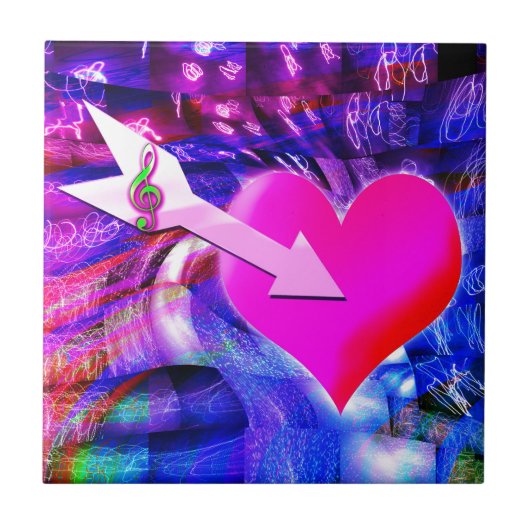 Wanneer Music pijl gericht op het hart Tegeltje (Voorkant)