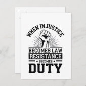 Wanneer onrecht de wet wordt, wordt verzet de plic uitnodiging briefkaart (Voorkant / Achterkant)