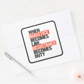 Wanneer onrecht de wet wordt, wordt verzet de plic vierkante sticker (Envelop)