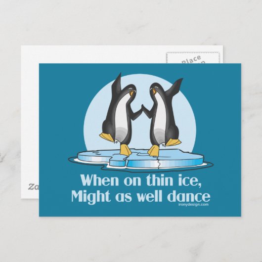 Wanneer op Thin Ice Pinguins Funny Design Briefkaart (Voorkant / Achterkant)