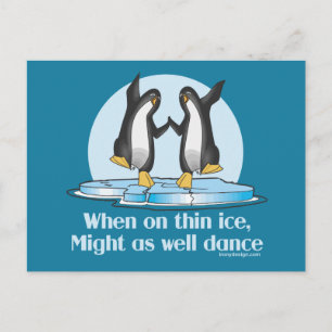 Wanneer op Thin Ice Pinguins Funny Design Briefkaart