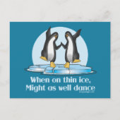 Wanneer op Thin Ice Pinguins Funny Design Briefkaart (Voorkant)