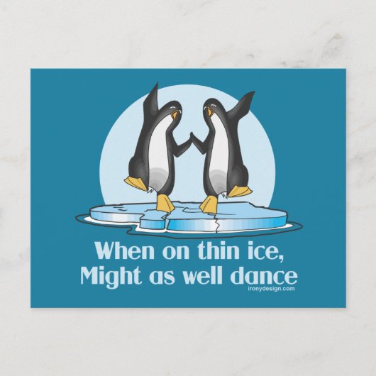 Wanneer op Thin Ice Pinguins Funny Design Briefkaart (Voorkant)
