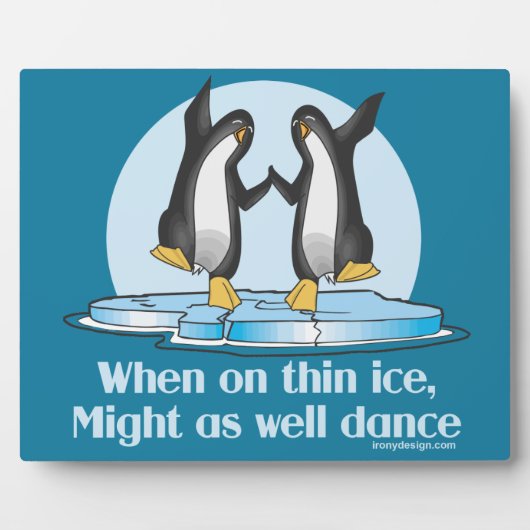 Wanneer op Thin Ice Pinguins Funny Design Fotoplaat (Voorkant)
