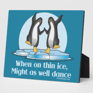 Wanneer op Thin Ice Pinguins Funny Design Fotoplaat