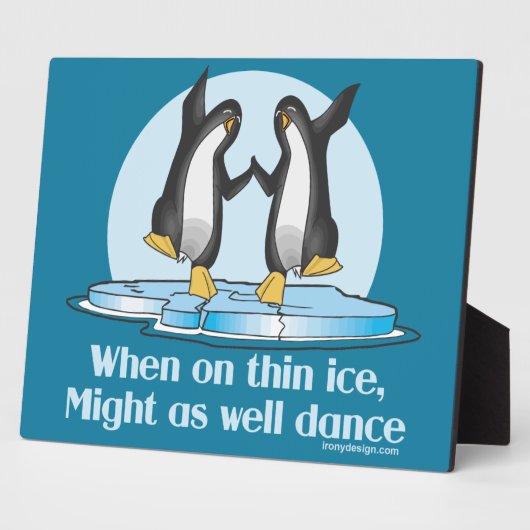 Wanneer op Thin Ice Pinguins Funny Design Fotoplaat (Zijkant)