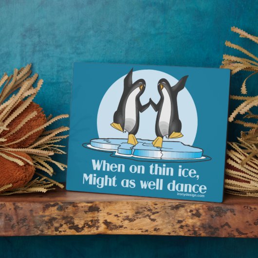 Wanneer op Thin Ice Pinguins Funny Design Fotoplaat (Zijkant)