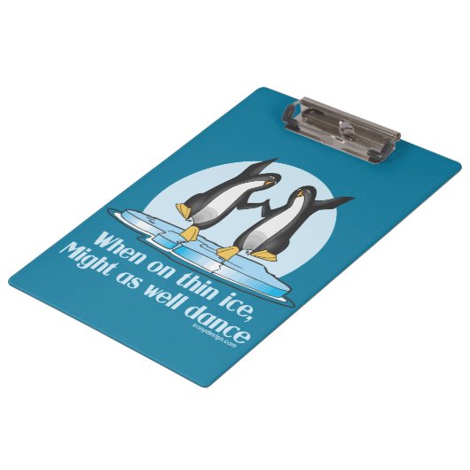 Wanneer op Thin Ice Pinguins Funny Design Klembord (Gekanteld)