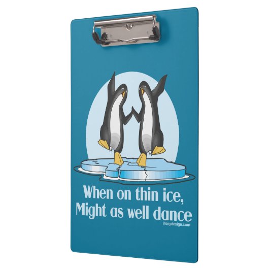 Wanneer op Thin Ice Pinguins Funny Design Klembord (Links)