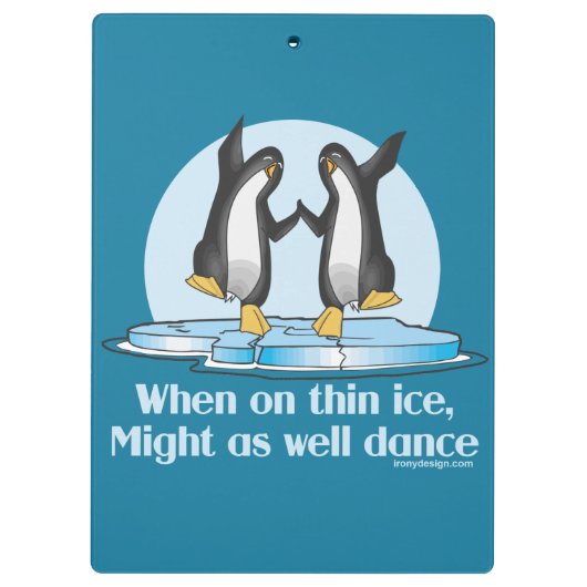 Wanneer op Thin Ice Pinguins Funny Design Klembord (Achterkant)
