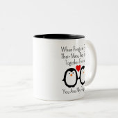 Wanneer pinguïns hun moeder vinden, blijven ze bij tweekleurige koffiemok (Voorkant rechts)