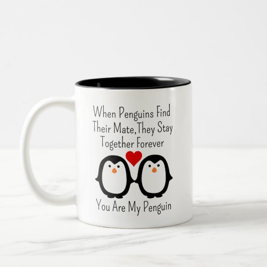 Wanneer pinguïns hun moeder vinden, blijven ze bij tweekleurige koffiemok (Links)