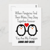 Wanneer pinguïns hun partner vinden blijven ze bij briefkaart (Voorkant / Achterkant)