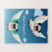 Wanneer Pugs Fly Leuke Vliegende Puppies Cartoon i Legpuzzel (Horizontaal)