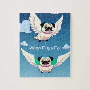 Wanneer Pugs Fly Leuke Vliegende Puppies Cartoon Legpuzzel