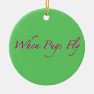 Wanneer pugs kerstversiering vliegen keramisch ornament