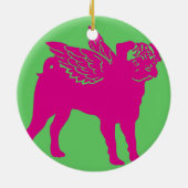 Wanneer pugs kerstversiering vliegen keramisch ornament (Achterkant)