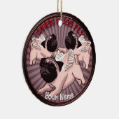 Wanneer pugs vliegen keramisch ornament (Rechts)