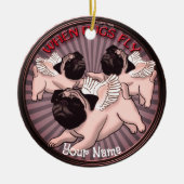 Wanneer pugs vliegen keramisch ornament (Voorkant)