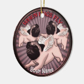 Wanneer pugs vliegen keramisch ornament (Links)