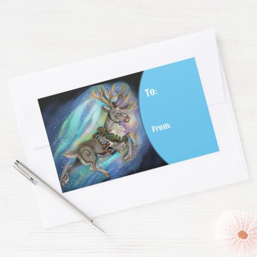 Wanneer rendieren vliegen rechthoekige sticker (Envelop)