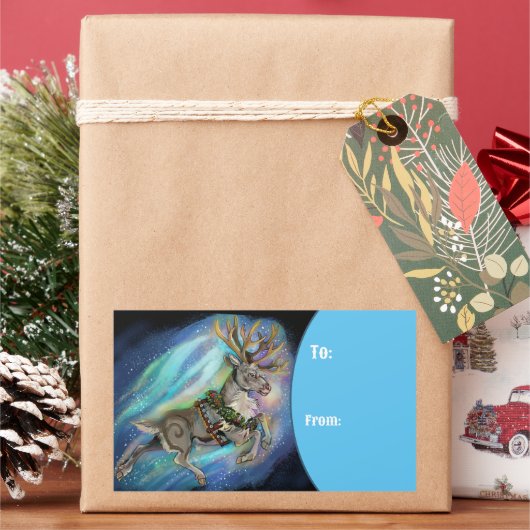 Wanneer rendieren vliegen rechthoekige sticker (Feestdagen)