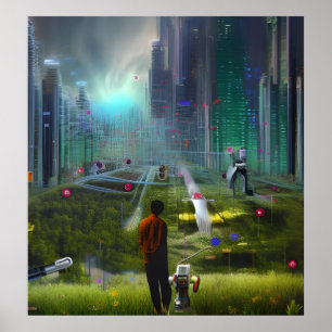 Wanneer robots naar de hemel gaan, worden ze tuind poster