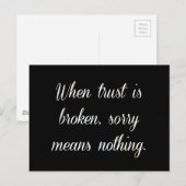 WANNEER TRUST SORRY WORDT GEBROKEN, WORDT GEEN GED BRIEFKAART (Voorkant / Achterkant)