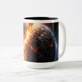 Wanneer twee planeten botsen tweekleurige koffiemok (Voorkant rechts)