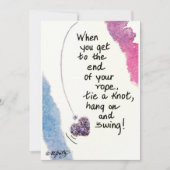 Wanneer u aan het eind..gezegde blauwe het schilde notitiekaartje (Voorkant)