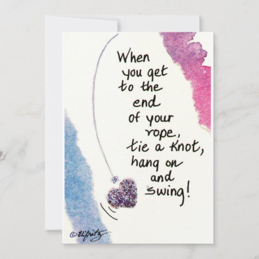 Wanneer u aan het eind..gezegde blauwe het schilde notitiekaartje (Voorkant)