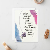 Wanneer u aan het eind..gezegde blauwe het schilde notitiekaartje (Voorkant / Achterkant in situ)