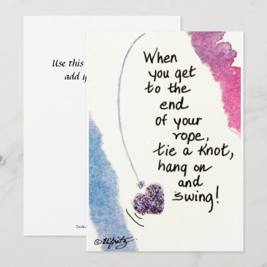 Wanneer u aan het eind..gezegde blauwe het schilde notitiekaartje (Voorkant / Achterkant)