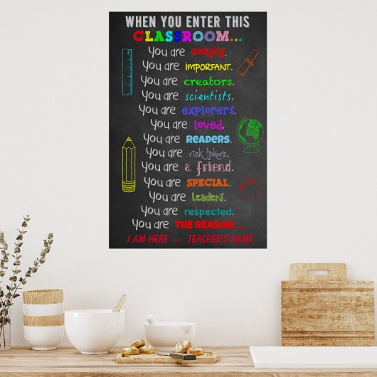 Wanneer u dit leslokaal ingaat, is het lesgeven poster (Keuken)