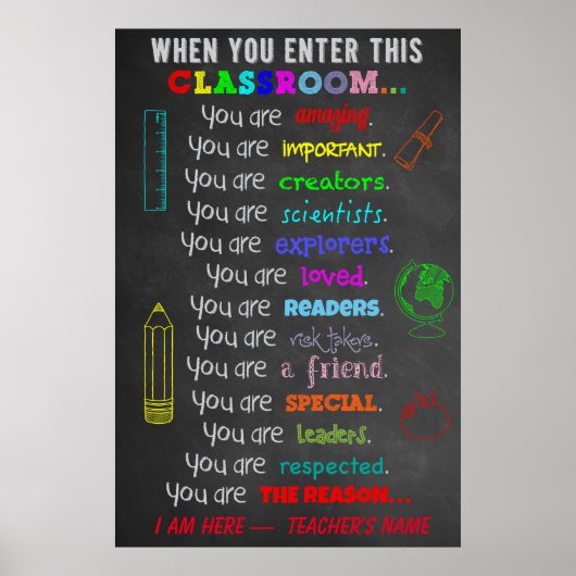 Wanneer u dit leslokaal ingaat, is het lesgeven poster (Voorkant)