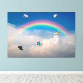 Wanneer Varkens 2 Stretched Canvas drukken (Insitu (Houten vloer))