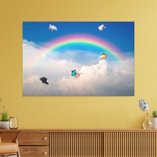 Wanneer Varkens 2 Stretched Canvas drukken (Insitu (Woonkamer))