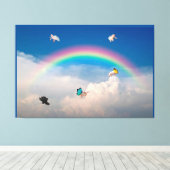 Wanneer Varkens 2 Stretched Canvas drukken Afdruk (Insitu (Houten vloer))