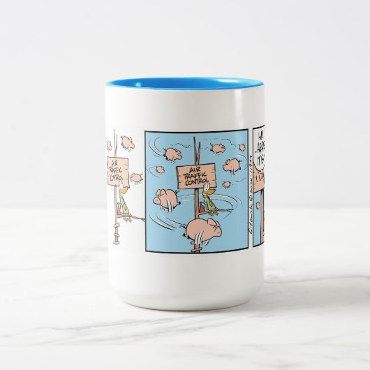 Wanneer varkens Cartoon koffie-Mok vliegen Tweekleurige Koffiemok (Center)