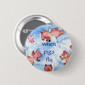 wanneer varkens een Happy Herd of Flying Pi Ronde Button 5,7 Cm (Voorkant /achterkant)