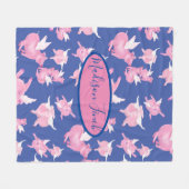 Wanneer varkens schattig roze blauw vliegen fleece deken (Voorkant (Horizontaal))